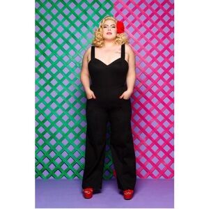 Laura Byrnes pinup couture Daphne black overalls